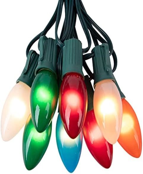 Multicolor Christmas Lights Ceramic, C9 25 Feet Vintage Incandescent Lights  with Opaque Bulbs for Patio Fence Roofline Outdoor Indoor Holiday  Decorations, 25 Bulbs with 2 Spare - Amazon.com